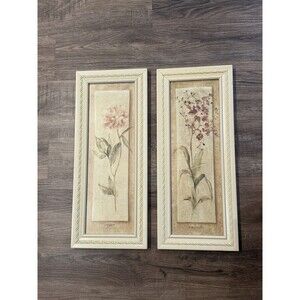 Cheri Blum Framed Matted Print Orchid Peony 21"x9" Set Of 2 Framed Prints Floral